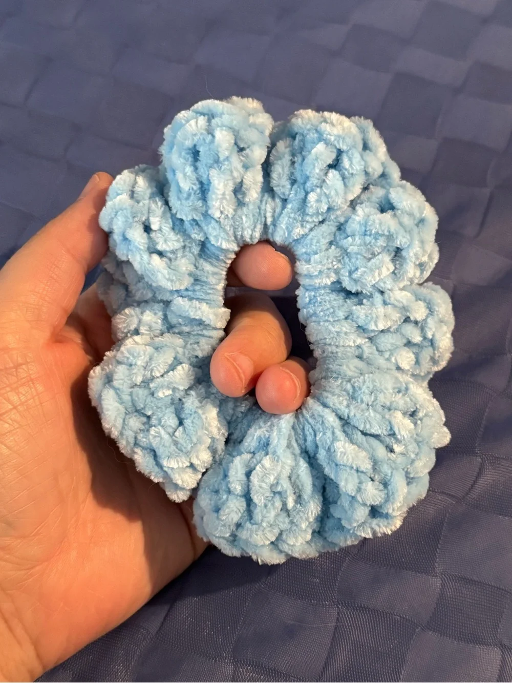 Plush Light Blue Hair Scrunchie